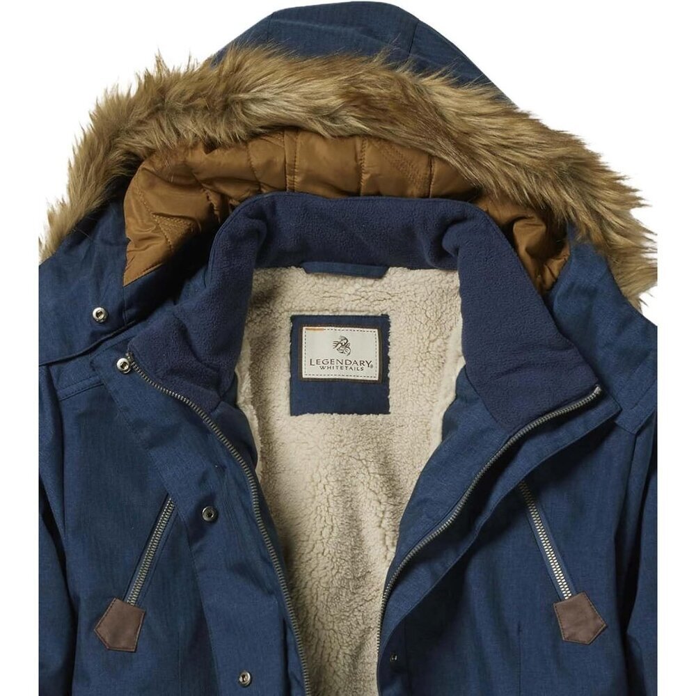 Women's Crater Lake Blue Water Hooded Faux Fur Winter Warm Vest Jacket Coats - Picture 4 of 6